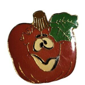 Vintage Pumpkin Enamel Lapel Pin Gold-Tone Backing Halloween fall autumn klein